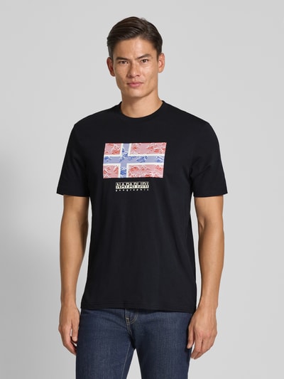 Napapijri T-Shirt mit Label-Print Modell 'DRAPEAU' Black 4