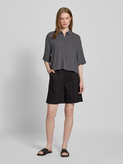 Jake*s Casual Relaxed Fit Hemdbluse aus Viskose-Leinen-Mix Dunkelgrau 1