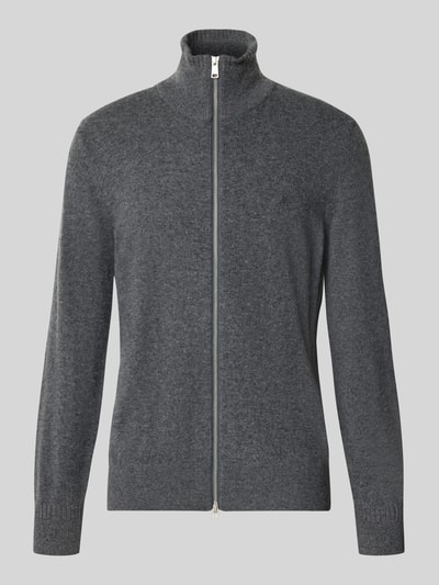 Produktfoto, Regular Fit Strickjacke aus Baumwoll-Mix von Marc O'Polo, dunkelgrau, gerippte Bündchen, glatte Oberfläche, Herren Pullover von Marc O'Polo