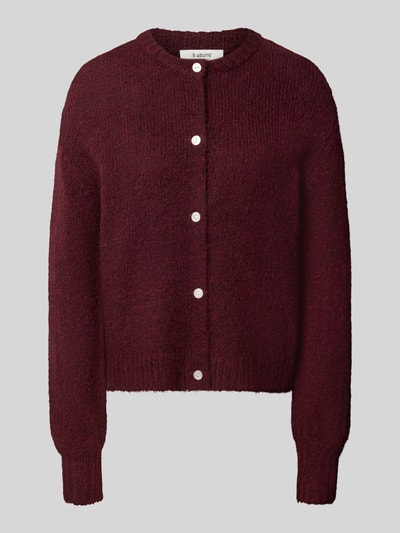 Produktfoto, Cardigan mit Alpaka-Anteil und Rundhalsausschnitt Modell 'OTIA' von b.young, regular Fit, bordeauxrot, weiche Stricktextur