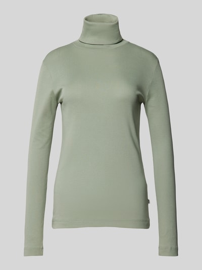 QS Shirt met lange mouwen en geribde ronde hals, model 'Rolli' Lichtgroen - 2