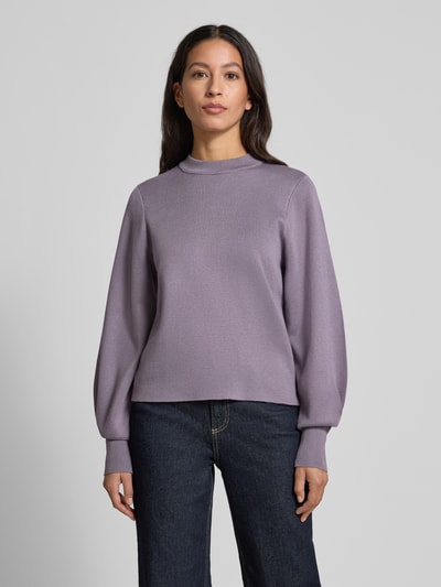 Jake*s Collection Sweter z dzianiny z prążkowanymi wykończeniami Lawendowy 4