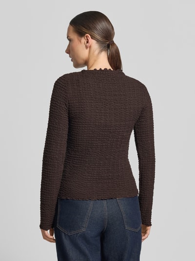 VERO MODA Regular Fit Langarmshirt aus Baumwoll-Mix Modell 'ZIA' Schoko 5