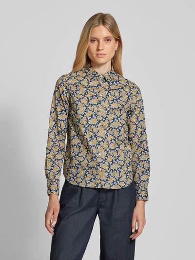 Gant Overhemdblouse met knoopsluiting Koningsblauw - 4