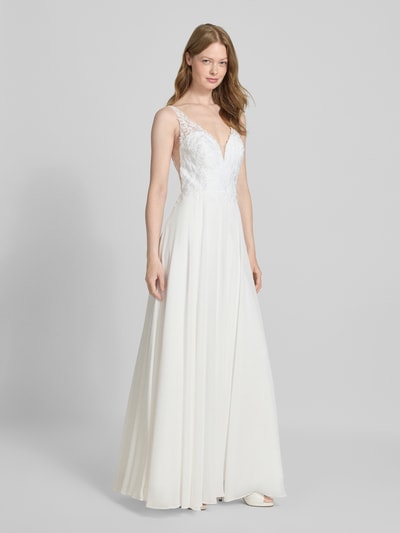 Mascara Abendkleid mit Spitze und V-Ausschnitt Ecru 1