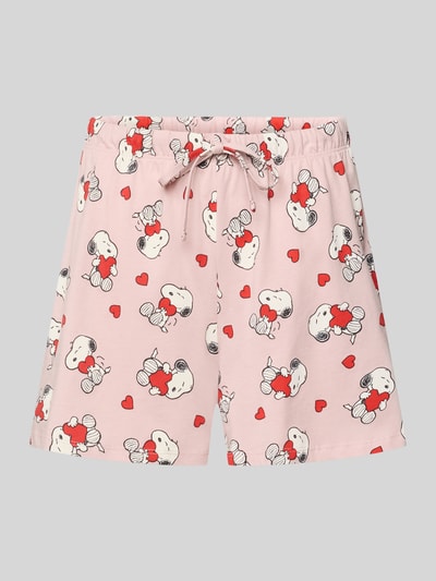 Produktfoto, różowe Piżama-Spodnie 'Pyjama-Hose im Allover-Look' od Jake*s Casual, bawełna, krój relaxed fit, wzór na całej powierzchni, elastyczny pas