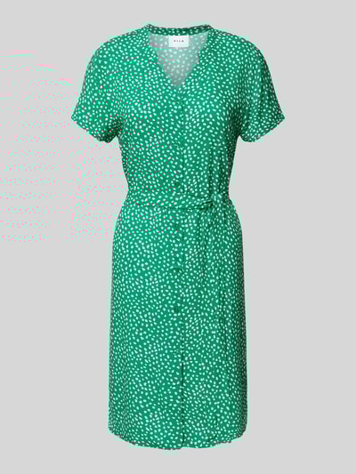 Vila Knielange jurk van viscose met strikceintuur Groen - 2