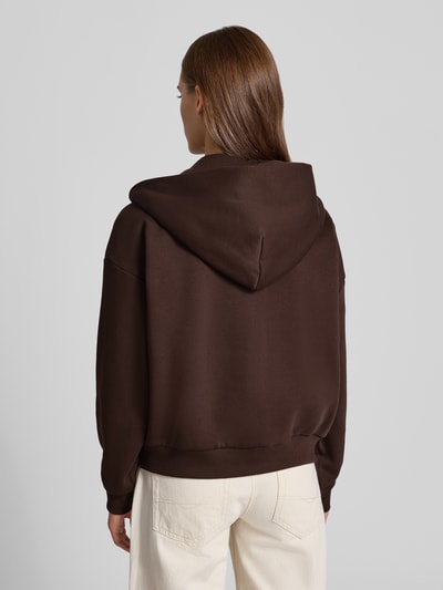 REVIEW Bluza rozpinana o kroju relaxed fit z mieszanki bawełny z detalem z logo Ciemnobrązowy 5