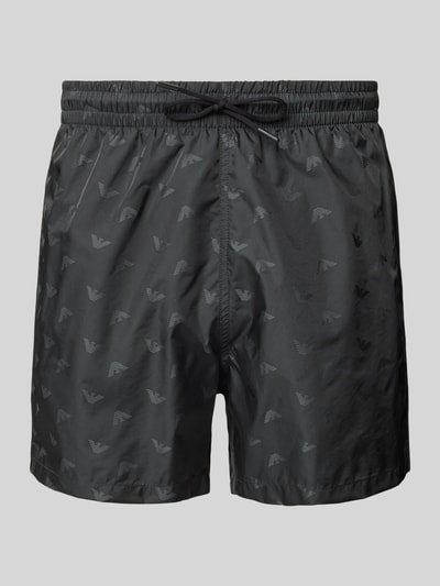 Emporio Armani Relaxed Fit Badeshorts mit Label-Print Black 1