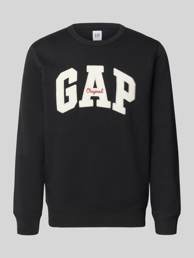 Productfoto, Sweatshirt mit Logo und Rundhalsausschnitt van GAP in zwart, katoenmix, regular fit, wit logo, ronde hals, lengte 69 cm, mouwlengte 65 cm