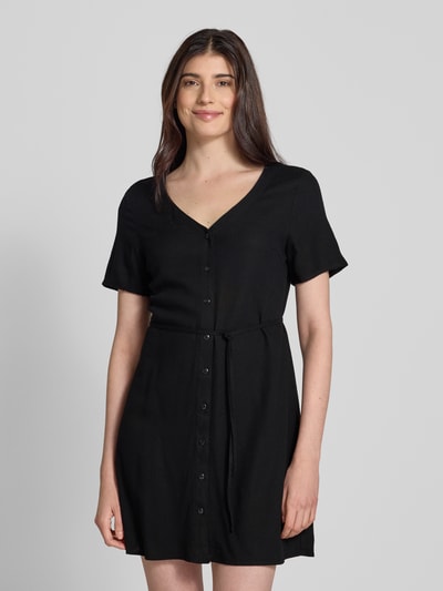 Vero Moda Loose Fit Minikleid aus Viskose-Leinen-Mix Modell 'MYMILO' Black 4