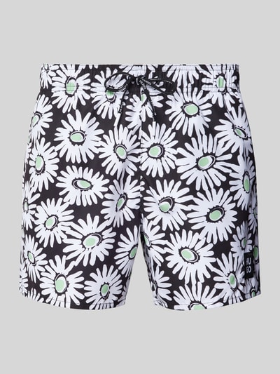 HUGO Relaxed Fit Badeshorts mit Label-Patch Modell 'DAISE' Apfel 1