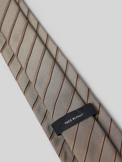 Productfoto, stropdas van pure zijde model 'H-Tie 8 CM-ONE' van BOSS, beige met bruine diagonale strepen, fijne textuur