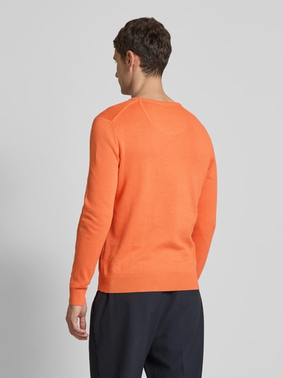 Christian Berg Men Strickpullover mit Label-Stitching Orange Melange 5