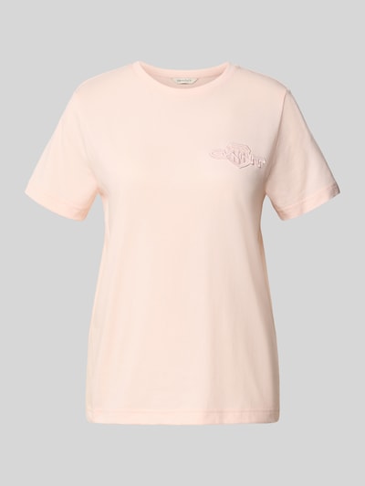 Produktfoto, Regular Fit T-Shirt aus reiner Baumwolle von GANT, zartrosa Farbton, kurze Ärmel, glatte Textur, Damen T-Shirt von GANT