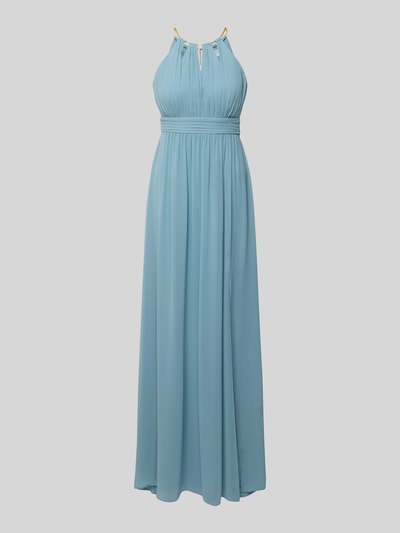 Produktfoto, Abendkleid aus Chiffon mit Cut Out van Jake*s Cocktail in lichtblauw, maxi, getailleerde fit, plooien, taillenband, halternek, rug cut out, chiffon textuur, voor dames