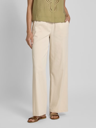 OPUS PANTS Spodnie materiałowe z szeroką nogawką i lamowanymi kieszeniami z tyłu model ‘Mucia’ Złamany biały 4