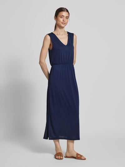 Christian Berg Woman Midikleid mit V-Ausschnitt und Seitenschlitzen Dunkelblau 1