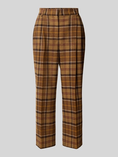Barbour Regular Fit Bundfaltenhose aus Wolle mit Bügelfalten Cognac 1