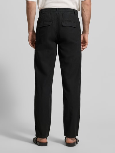 Lindbergh Hose aus Leinen-Baumwoll-Mix mit elastischem Bund Black 5