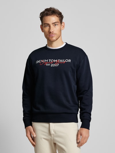 Tom Tailor Denim Basic Fit Sweatshirt mit Label-Schriftzug Marine 4