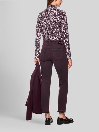 Marc Cain High Waist Straight Fit Jeans mit Fransensaum Bordeaux 4