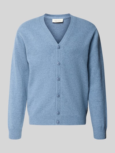 Produktfoto, Cardigan aus Woll-Mix mit V-Ausschnitt Modell 'KARL' von Casual Friday in Hellblau, Knopfleiste, fein strukturierte Oberfläche, Regular Fit