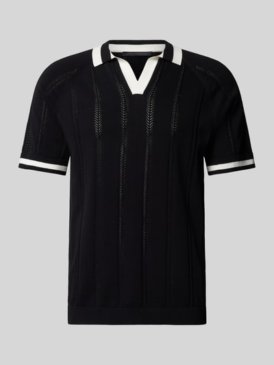 Drykorn Gebreid shirt met polokraag, model 'Leamor' Zwart - 2