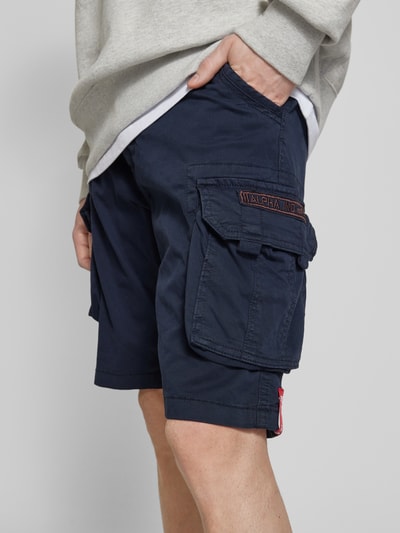 Alpha Industries Regular fit korte cargobroek met labelstitching, model 'CREW SHORT' Donkerblauw - 3