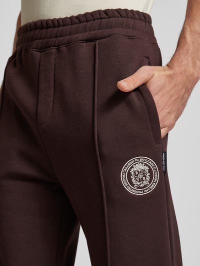 PROHIBITED Sweatpants met elastische band, model 'Camden' Donkerbruin - 3