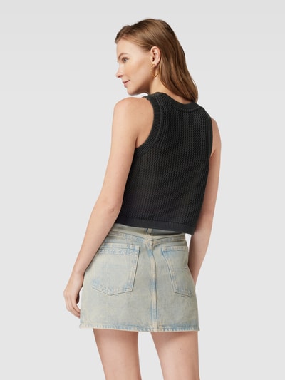 Tommy Jeans Gebreide top met labelstitching, model 'OPEN' Zwart - 5