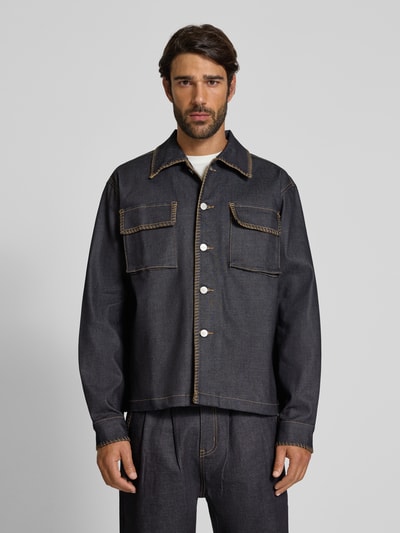 Don´t Waste Culture Regular Fit Jeanshemd mit Pattentaschen Modell 'Malis' Dunkelblau 4
