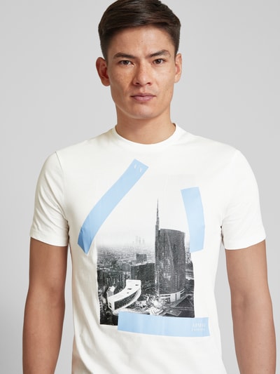 ARMANI EXCHANGE T-shirt z nadrukiem z logo Złamany biały 3