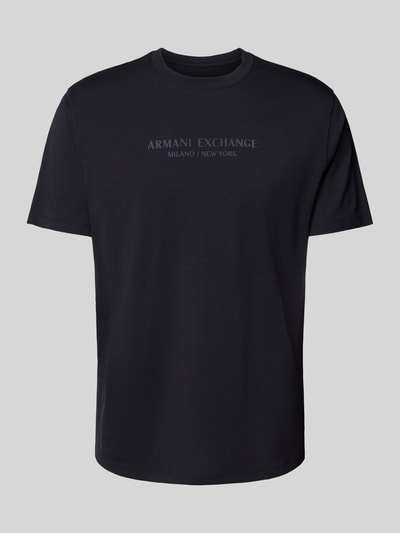ARMANI EXCHANGE T-shirt z nadrukiem z logo Granatowy 2