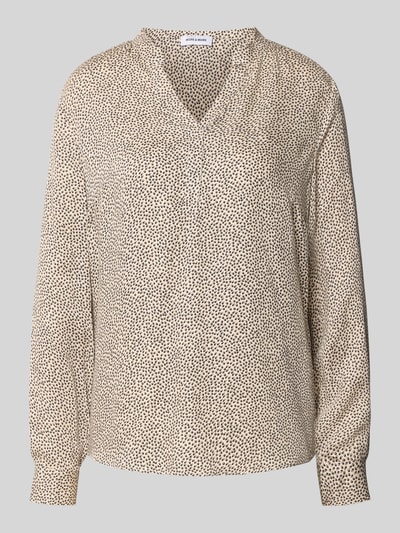 Productfoto, Regular Fit Bluse aus Viskose mit V-Ausschnitt van MORE & MORE, damesblouse in all-over look, pure viscose, regular fit, V-hals, ruglengte maat 36: 63 cm, mouwlengte maat 36: 61 cm