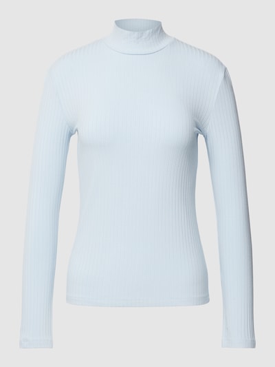 EDITED Shirt met lange mouwen van een mix van viscose en elastaan in riblook, model 'Manon' Aquablauw - 2