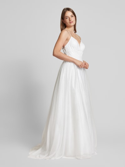 Luxuar Abendkleid mit Raffungen Offwhite 1