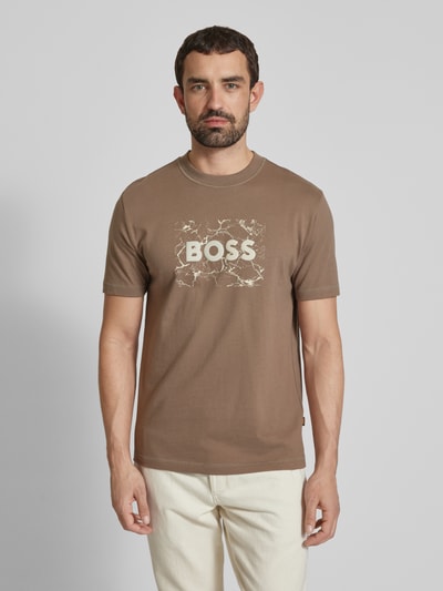 BOSS Orange T-shirt z nadrukiem z logo Jasnobrązowy 4