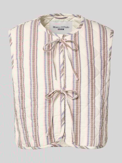 Marc O'Polo Denim Gilet met doorgestikte naden en vetersluiting Offwhite - 2