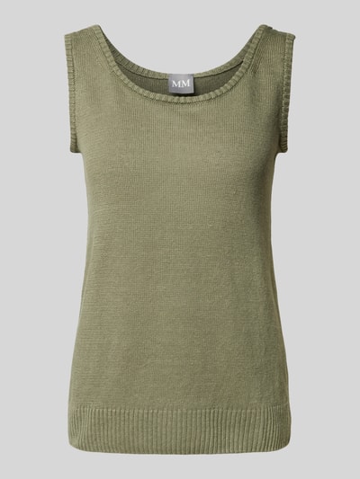 MM Leinenstricktop mit gerippten Abschlüssen Modell 'BACCANO' Oliv 2