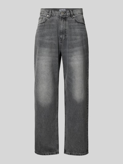Produktfoto, Baggy Jeans im 5-Pocket-Design von REVIEW, reine Baumwolle, lockerer Schnitt, grau mit sanfter Waschung, breites Bein