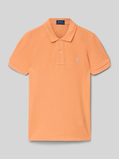 Produktfoto, Regular Fit Poloshirt aus reiner Baumwolle van Polo Ralph Lauren Kids in effen oranje, piquéstructuur, korte mouwen, logostiksel, polokraag, splitzoom.