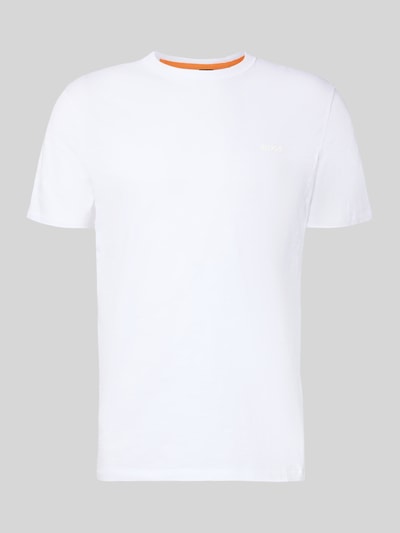 Produktfoto, Regular Fit T-Shirt aus strukturierter Baumwolle Modell 'TEGOOD' von BOSS Orange, unifarben, weiß, Label Print, Rundhals, kurzarm