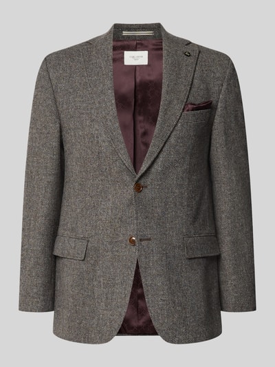 Produktfoto, Slim Fit Sakko mit Viskose-Anteil Modell 'Theo' von Carl Gross in Grau-Braun mit Reverskragen und Taschen, Material-Mix