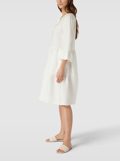 WHITE LABEL Knielange jurk met druppelvormige hals Offwhite - 4