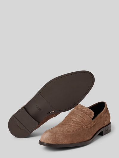 BOSS Loafers met structuurpatroon, model 'Tayil' Beige - 4