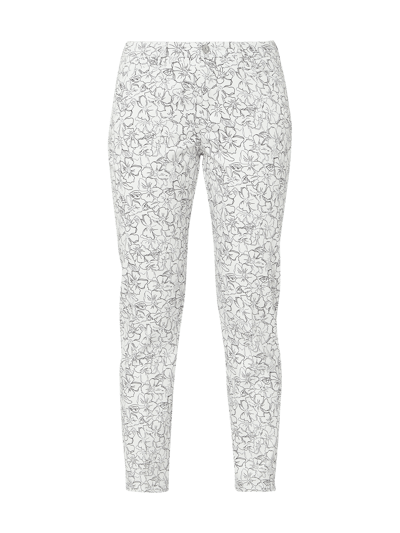 MAC Stretchhose mit floralem Muster  Weiss 2