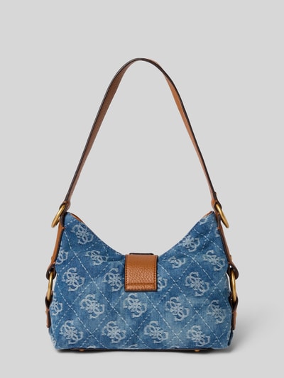 Produktfoto, Shoulder Bag mit Viskose-Anteil Modell 'CAMDEN' von GUESS im Baumwoll-Viskose-Mix und Denim-Optik mit Logo-Details, Hauptfach mit Überschlag und Reißverschluss, kurzer Schulterriemen, Maße 24x19x10 cm, Riemenlänge 53 cm