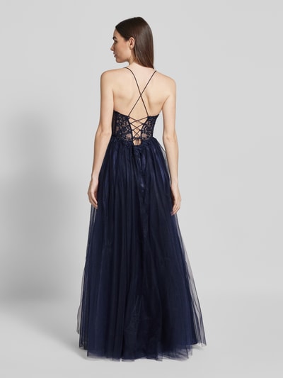 V.M. Abendkleid mit Spitzenbesatz Marine 5