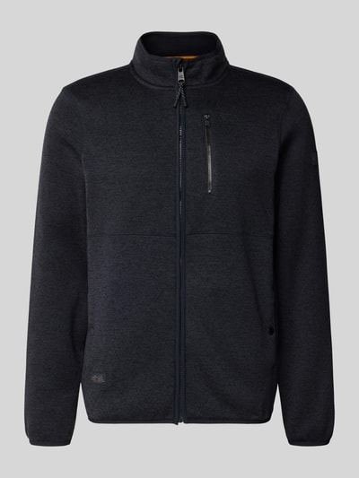 camel active Regular Fit Strickjacke in Melange-Optik mit Stehkragen Marine 2